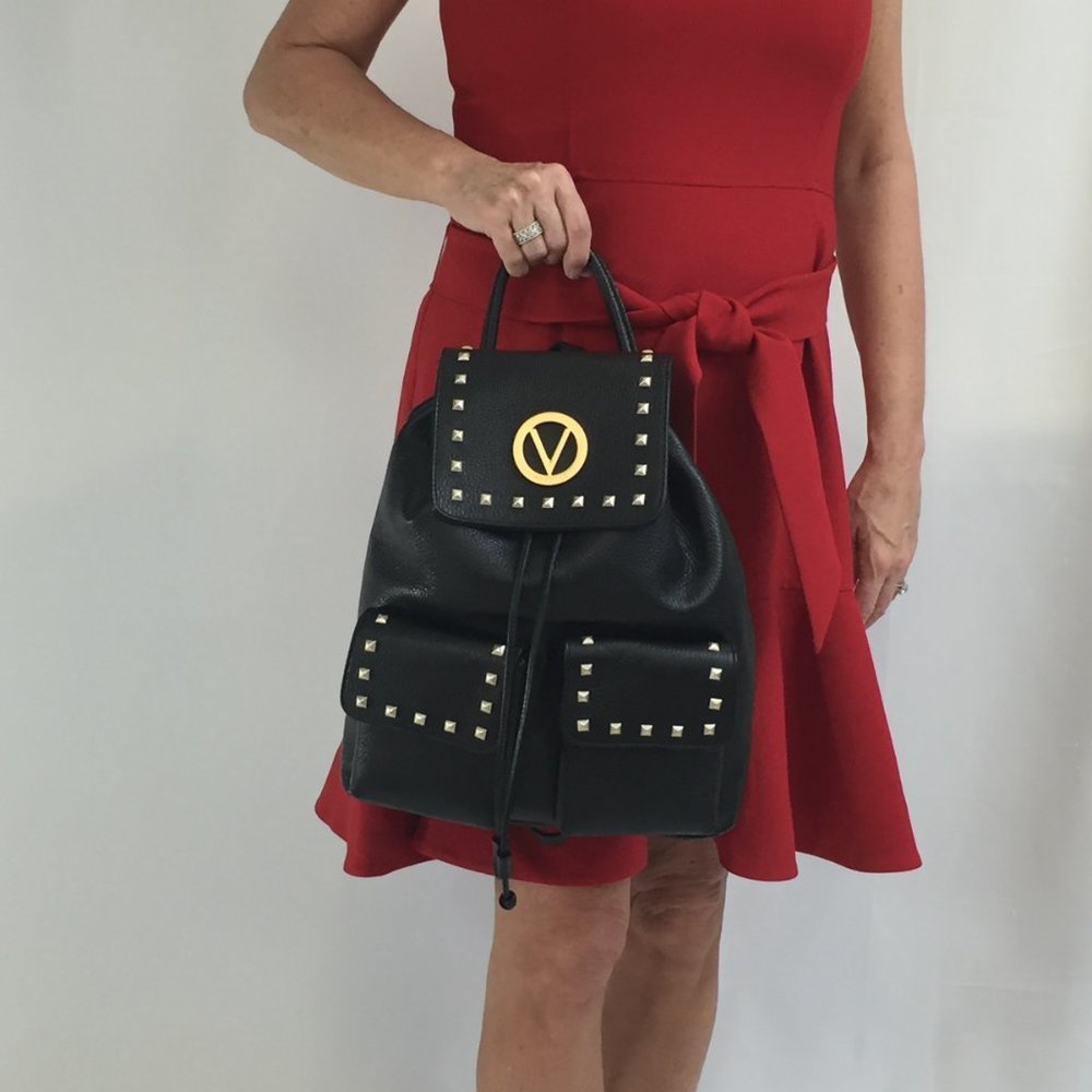 Mario Valentino Simeon Studded Leather Backpack
